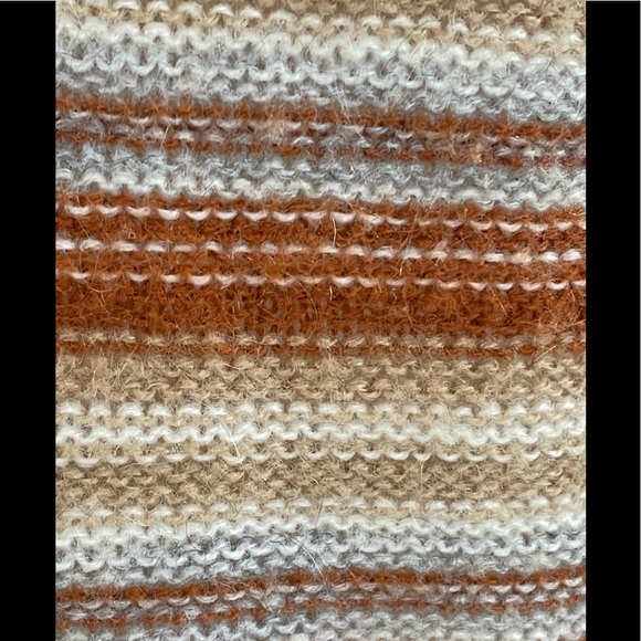 🧡 VINTAGE 70s pullover cowl neck striped sweater with flare sleeves size L - Picture 11 of 16